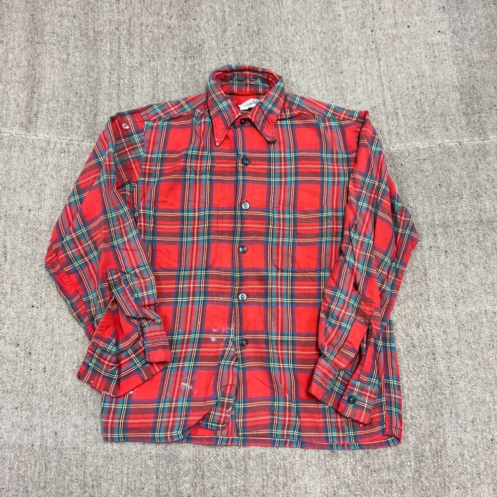 Vintage Lord & Taylor Flannel Shirt‎ Mens Medium Red 1960s